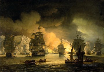トーマス・ルーニー アルジェ海戦の砲撃 Oil Paintings